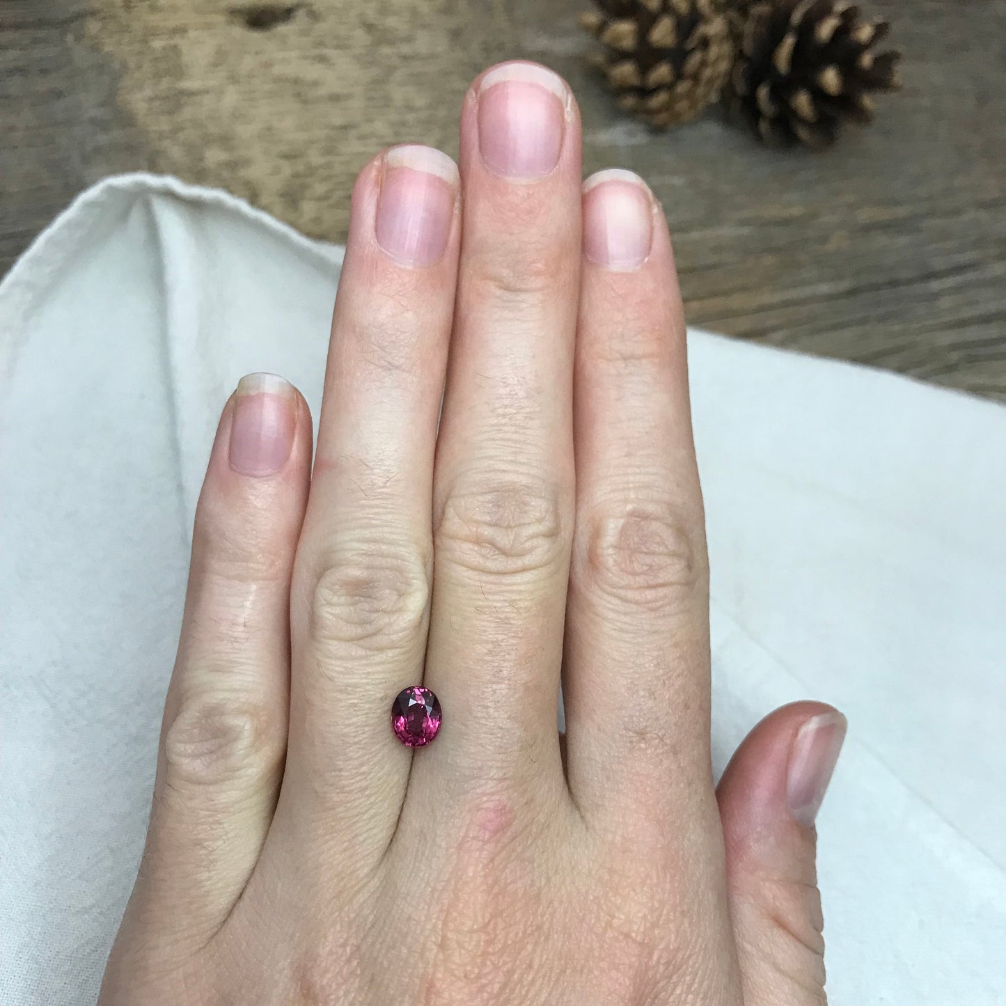 Natural Rhodolite Garnet, 1.11 carat, 6.7x5.6mm Rose Red Garnet, Faceted Oval Cut Raspberry Garnet Gem