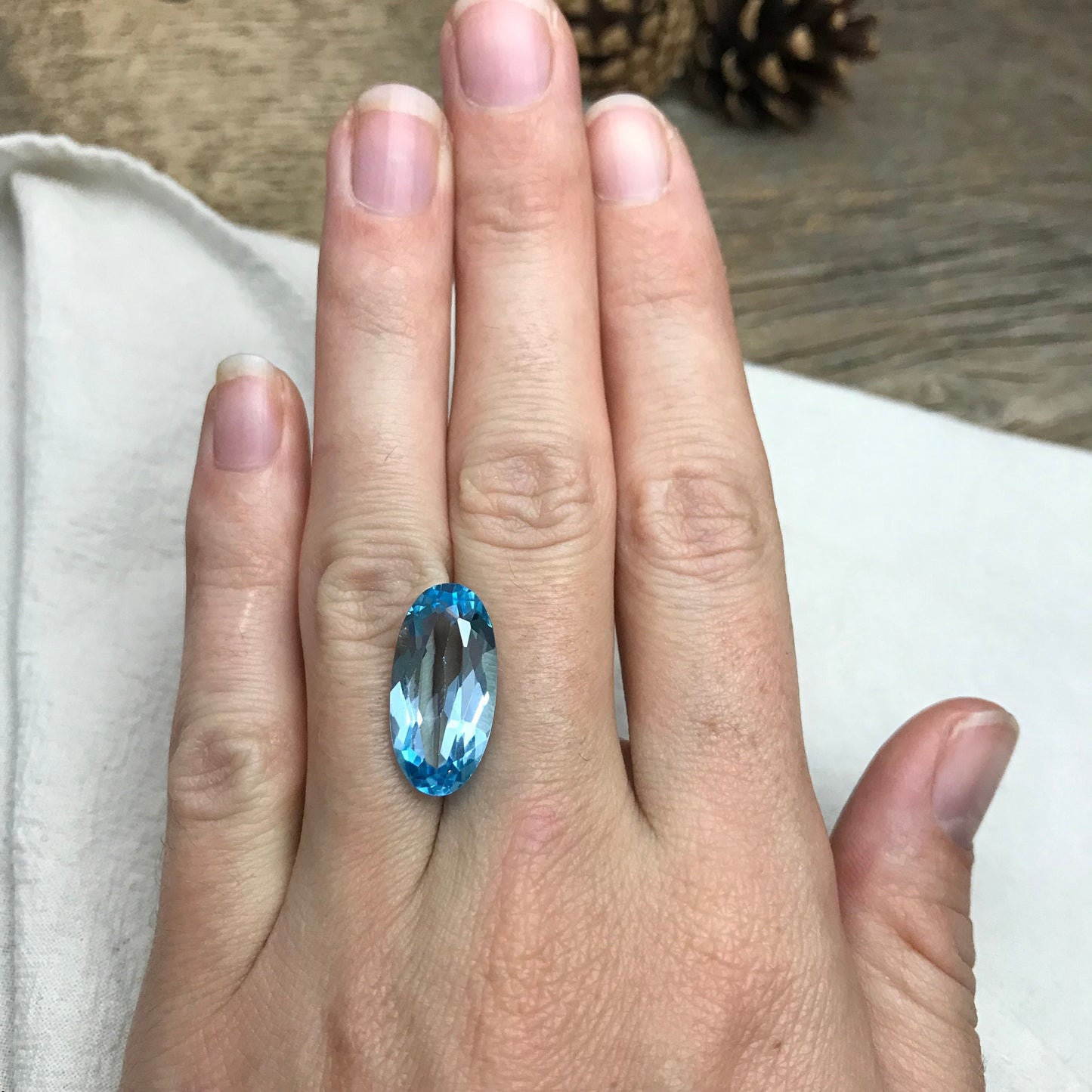 20x10mm Sky Blue Topaz 11.41 carat, Long Oval Cut Loose, Blue Topaz, Faceted Blue Topaz, December Birthstone