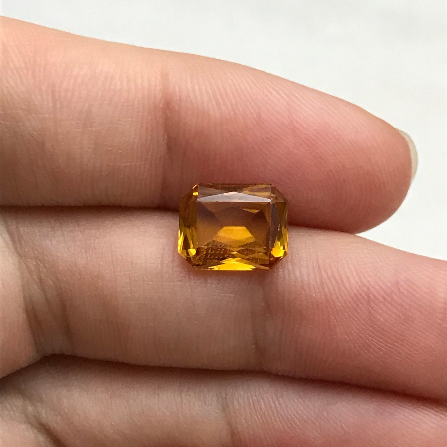 10x8mm Orangey Yellow Lab Sapphire 4 Carat Rectangle Cut, Faceted Loose Synthetic Corundum