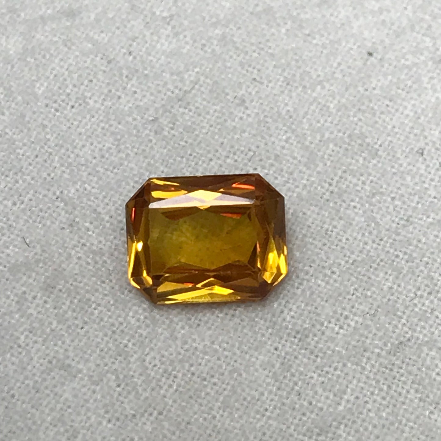 10x8mm Orangey Yellow Lab Sapphire 4 Carat Rectangle Cut, Faceted Loose Synthetic Corundum