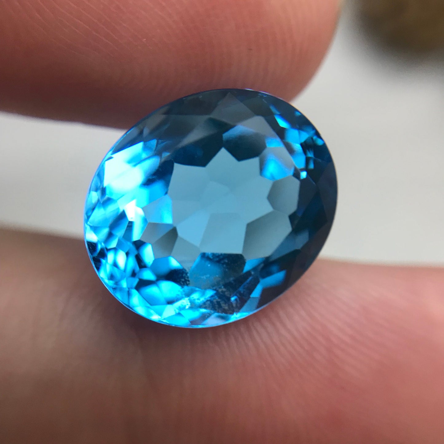14x12mm Swiss Blue Topaz 11.32 carat, Oval Cut Gem, Loose Reclaimed/Recycled Gemstone, Vivid Blue Topaz, US Seller, December Birthstone