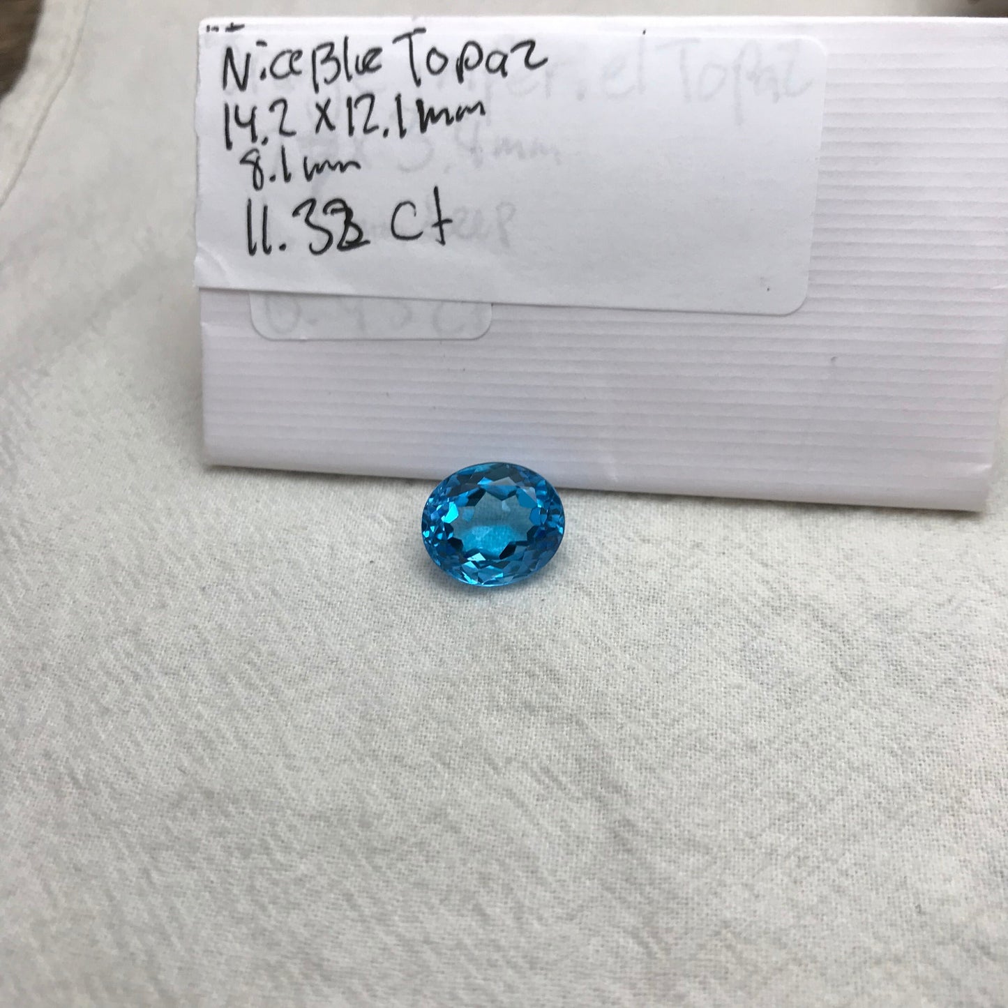 14x12mm Swiss Blue Topaz 11.32 carat, Oval Cut Gem, Loose Reclaimed/Recycled Gemstone, Vivid Blue Topaz, US Seller, December Birthstone