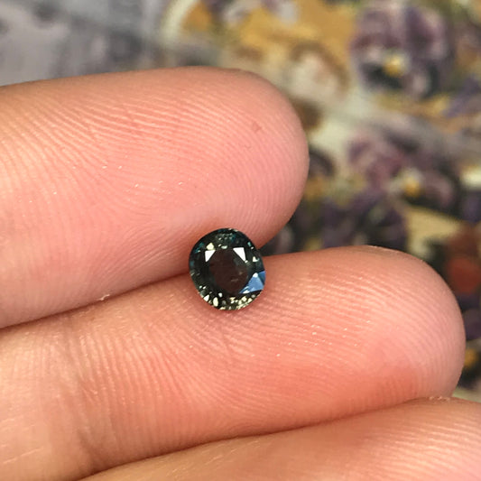 Unheated Purple Sapphire 0.87 carat 5.2x4.6 mm Oval Cut, Natural Tanzania Sapphire, Dark Greenish Purple,  Wholesale Faceted Loose Gemstone