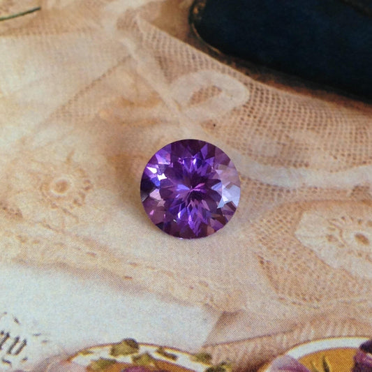 12mm Round Purple Amethyst 5.54 Carat Loose Wholesale Gemstone Faceted February Birthstone