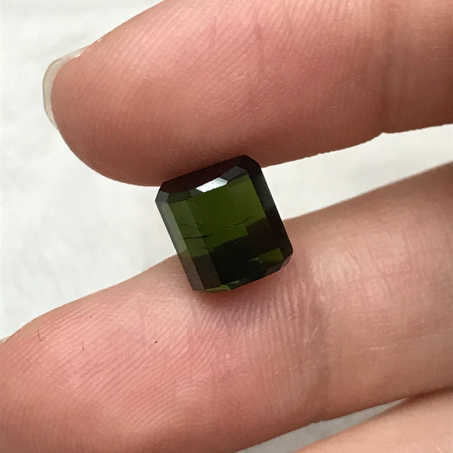 Natural Dark Green Tourmaline 4.38 carat, 8.5x8mm Octagon Cut, Faceted Loose Gemstone