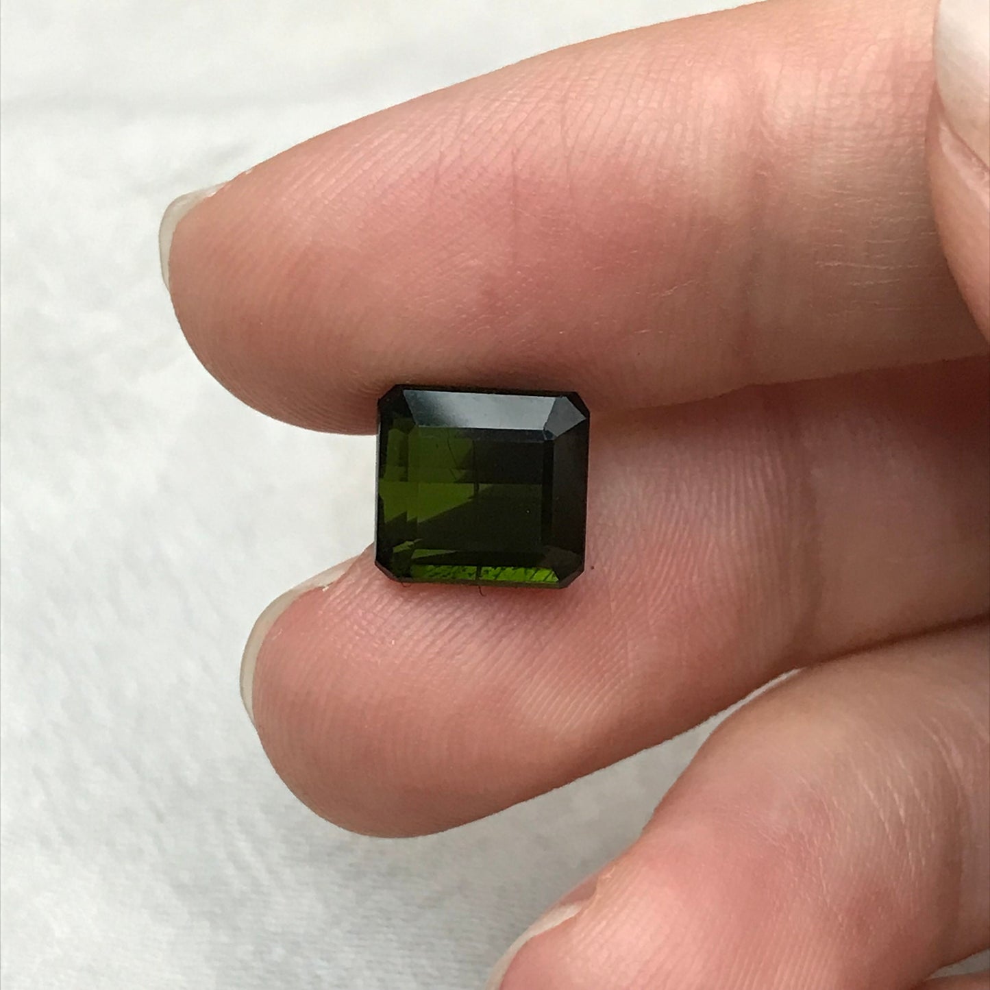Natural Dark Green Tourmaline 4.38 carat, 8.5x8mm Octagon Cut, Faceted Loose Gemstone