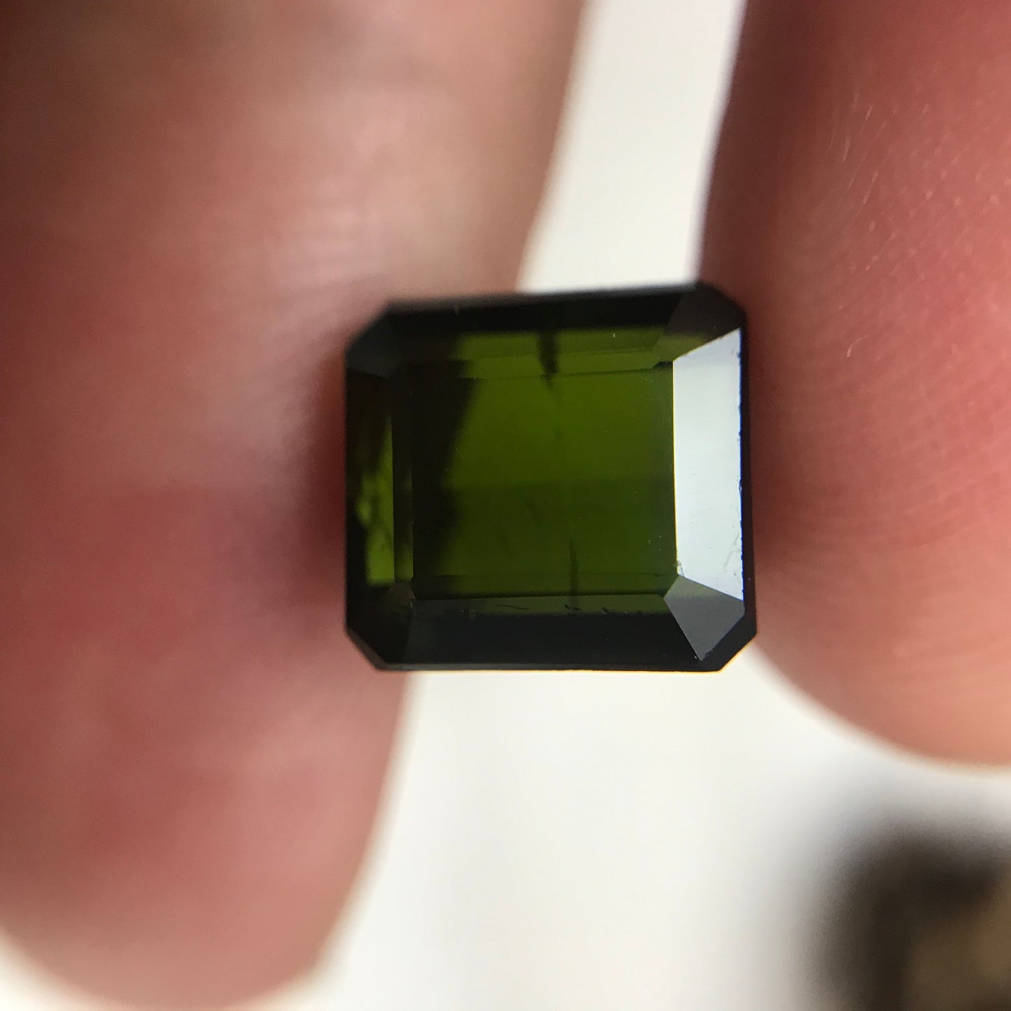 Natural Dark Green Tourmaline 4.38 carat, 8.5x8mm Octagon Cut, Faceted Loose Gemstone