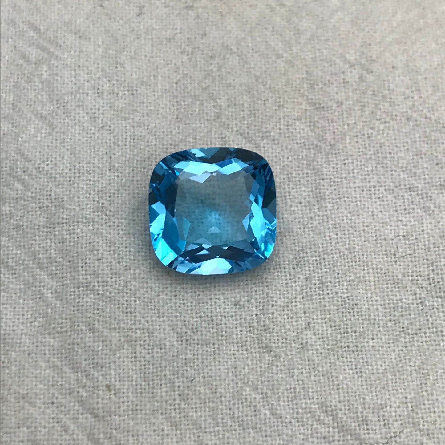 12mm Square Cushion cut Blue Topaz, 8.45 Carat Loose Faceted December Birthstone, Recycled Gems