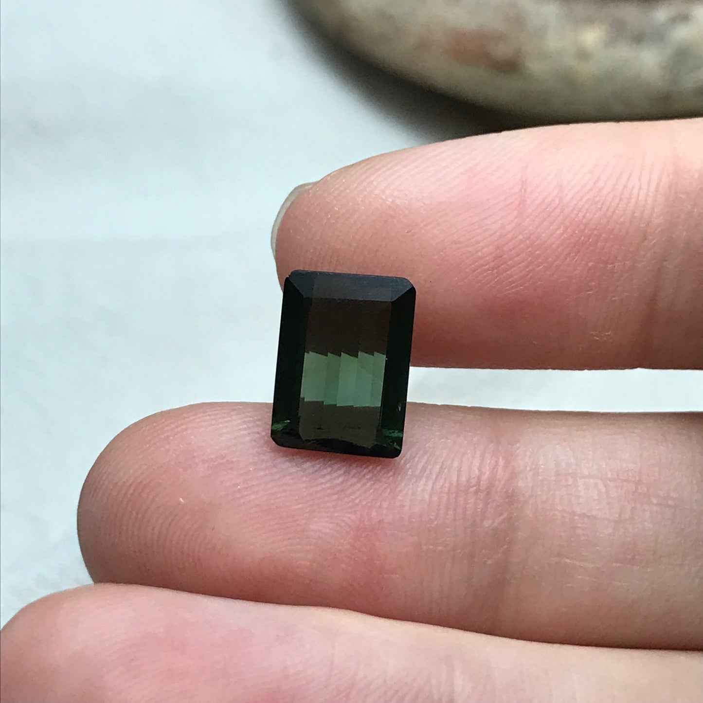 11x8mm Natural Dark Green Tourmaline 2.65 carat, Rectangle Cut, Faceted Loose Gemstone