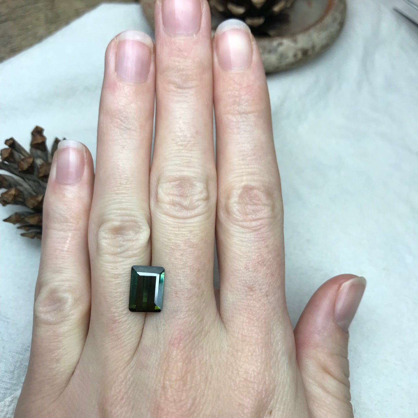 11x8mm Natural Dark Green Tourmaline 2.65 carat, Rectangle Cut, Faceted Loose Gemstone