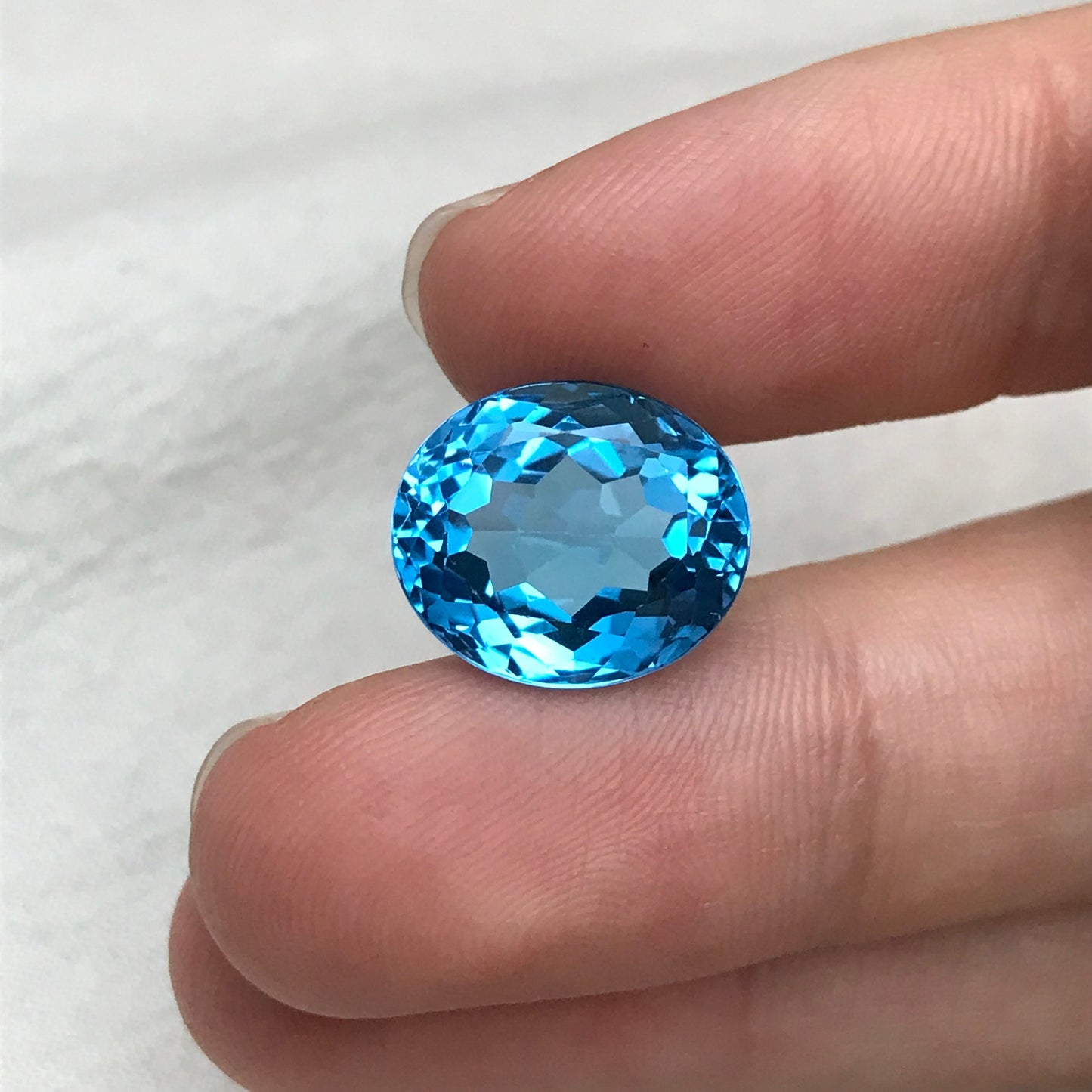 14x12mm Swiss Blue Topaz 11.32 carat, Oval Cut Gem, Loose Reclaimed/Recycled Gemstone, Vivid Blue Topaz, US Seller, December Birthstone