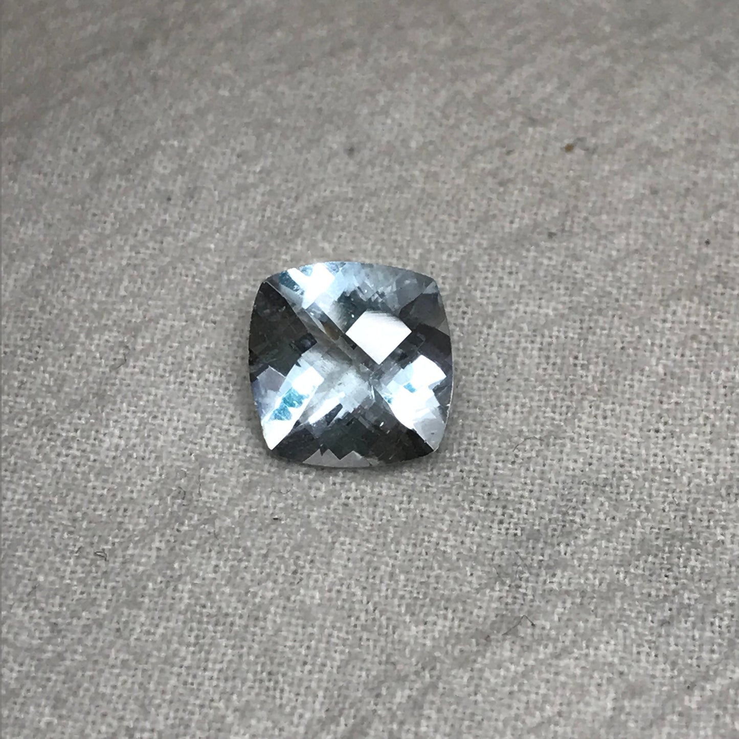 10mm Light Blue Aquamarine 3.19 carat Checker Square Cushion Cut, Included Faceted Loose Gemstone