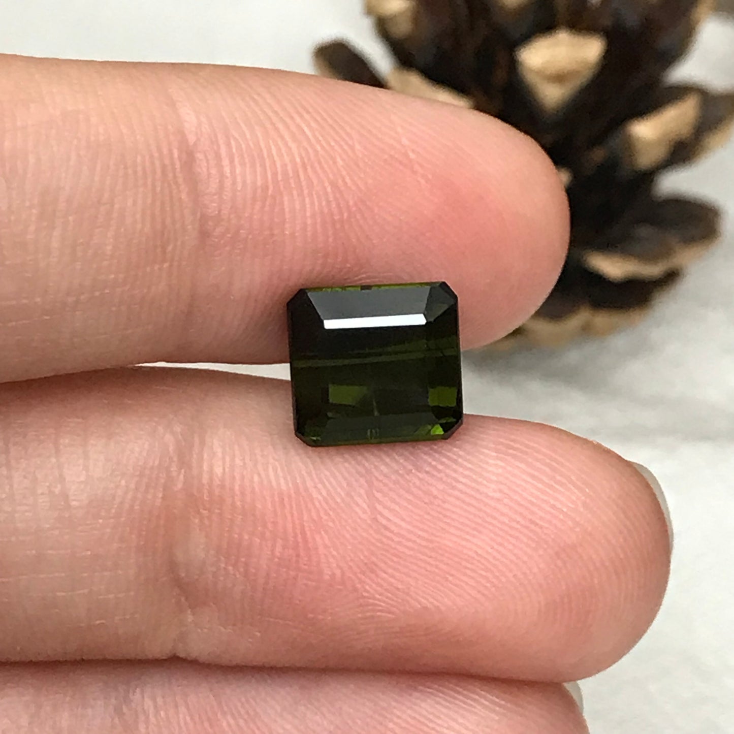 Natural Dark Green Tourmaline 4.38 carat, 8.5x8mm Octagon Cut, Faceted Loose Gemstone
