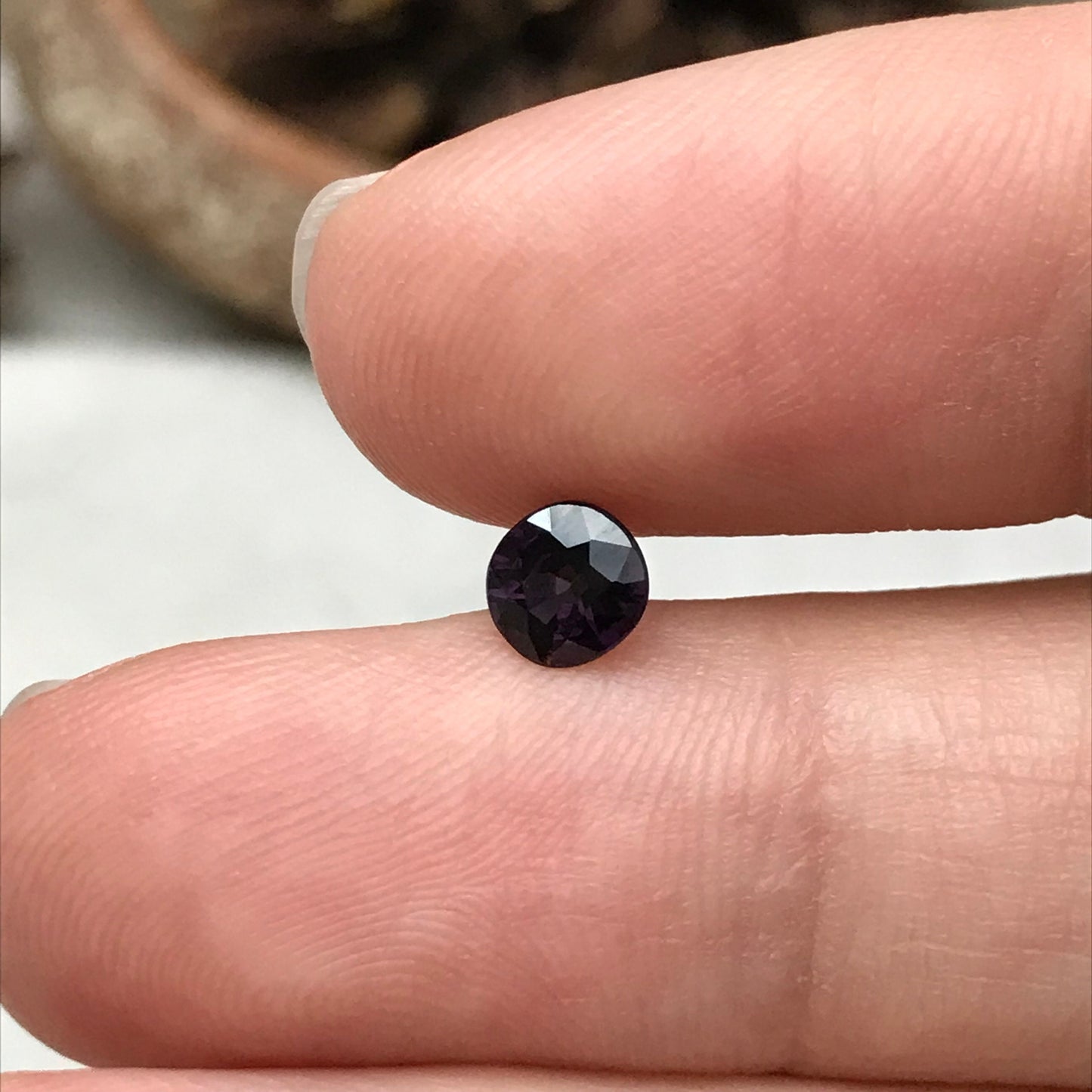 0.54 Ct Natural Purple Spinel 5x4.7mm Cushion Cut, Faceted Loose Gemstone, Dark Purple Stone, Flowing Gems