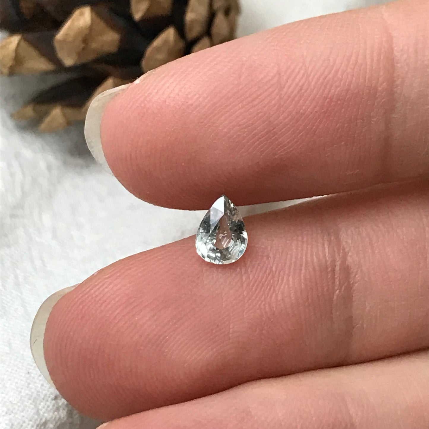 Natural Light Green Sapphire 0.61 Carat 6x4.5mm Pear Corundum Unheated Faceted Loose Bluish Green Gemstone