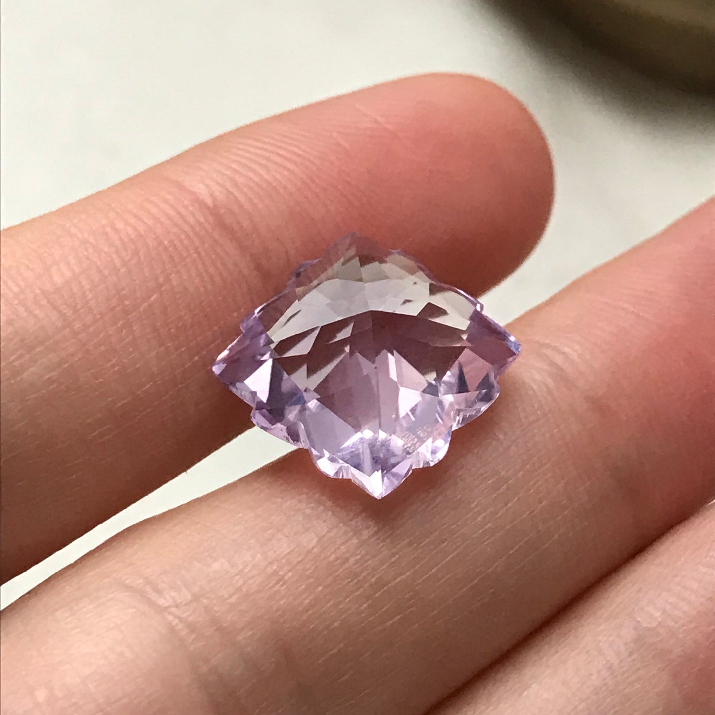 Fancy Cut Lavender Quartz/Amethyst, 9 Carat, 13.5mm, Snowflake Cushion cut, February Birthstone