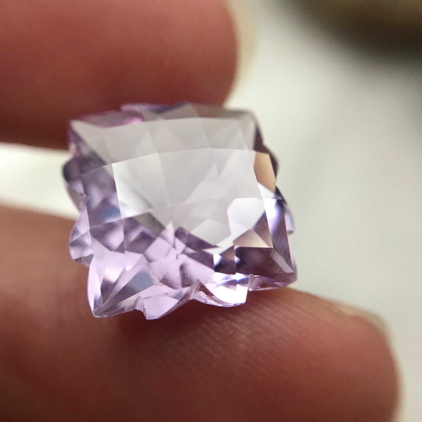 Fancy Cut Lavender Quartz/Amethyst, 9 Carat, 13.5mm, Snowflake Cushion cut, February Birthstone