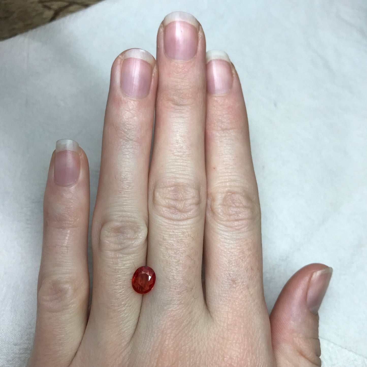 1.21 carat Natural Red Orange Sapphire 7.5x6.5mm Oval Cut Faceted Gem Loose Unmounted Gemstone Earth Mined Beryllium Treated