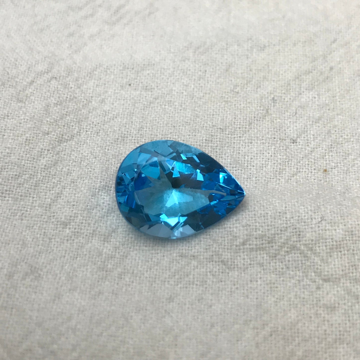 16x12mm Blue Topaz Pear Cut, 9.68 carat Loose Faceted Gem, Natural Topaz, US Seller
