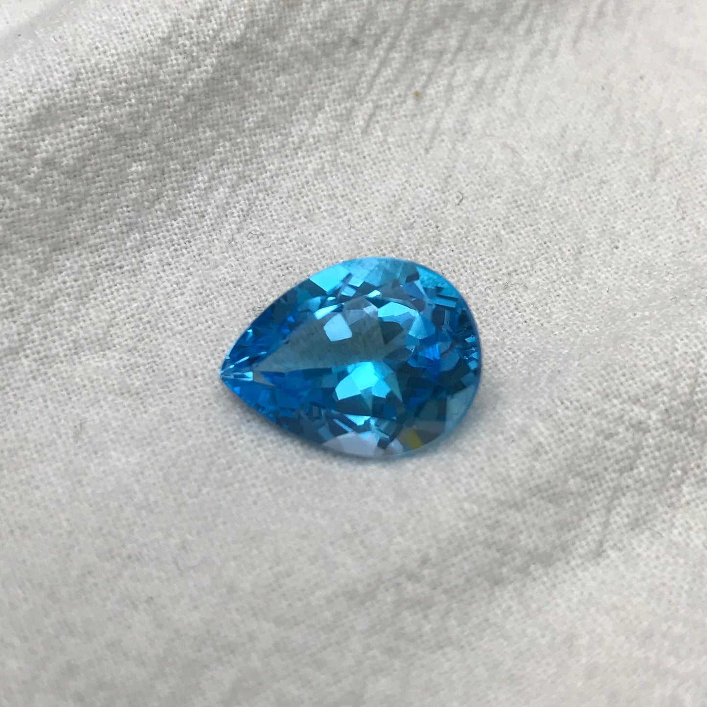 16x12mm Blue Topaz Pear Cut, 9.68 carat Loose Faceted Gem, Natural Topaz, US Seller