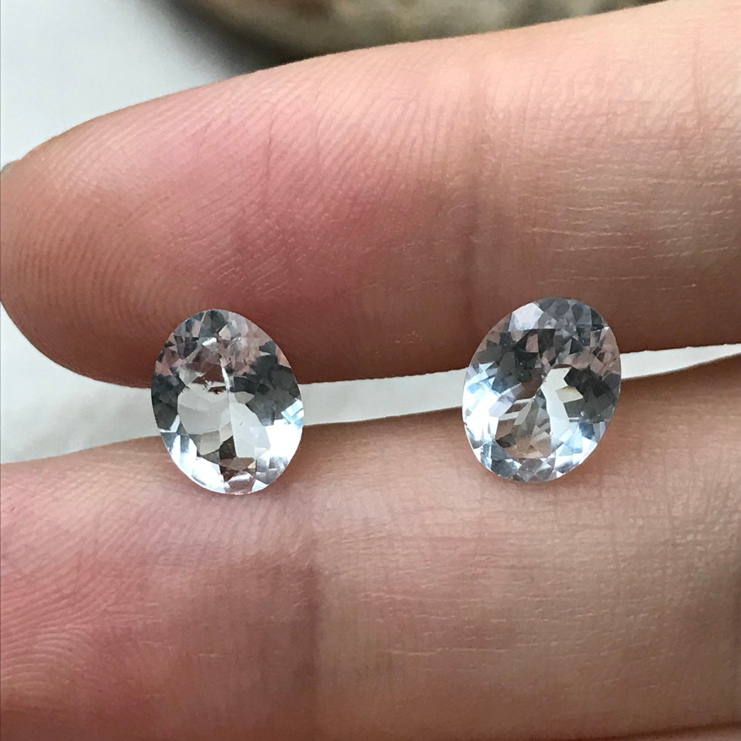 Pair of Light Blue Aquamarine 9x7mm Oval Cut Loose Gem Faceted Gemstone Natural March Birthstones 2.40 TCW