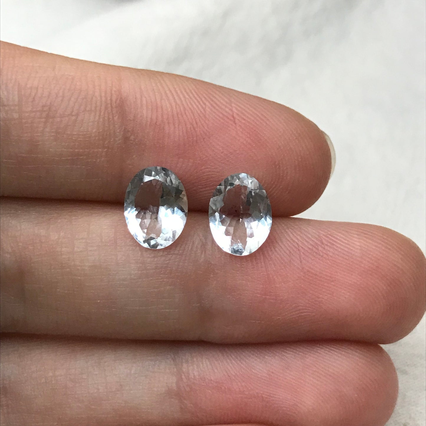 Pair of Light Blue Aquamarine 9x7mm Oval Cut Loose Gem Faceted Gemstone Natural March Birthstones 2.40 TCW