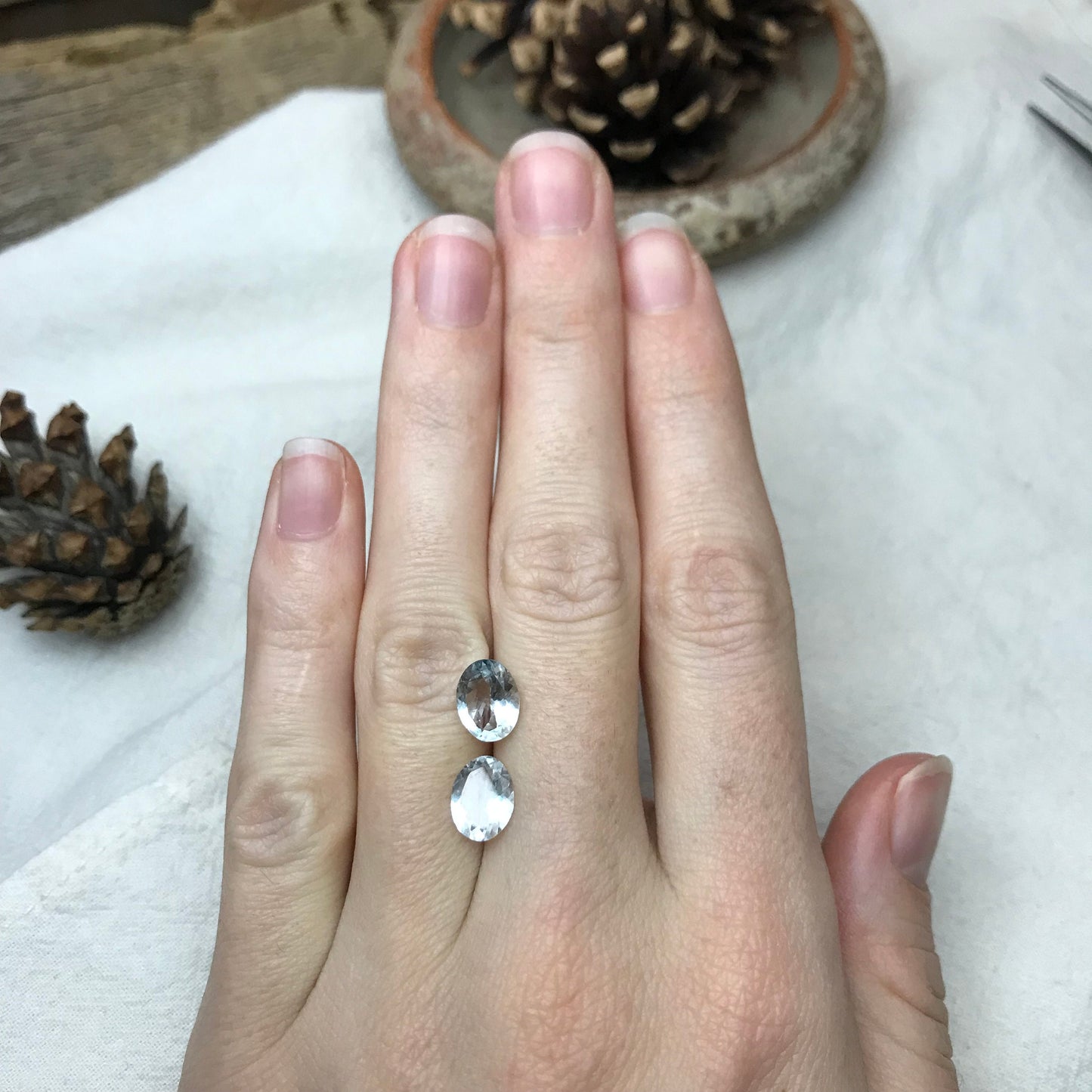 Pair of Light Blue Aquamarine 9x7mm Oval Cut Loose Gem Faceted Gemstone Natural March Birthstones 2.40 TCW