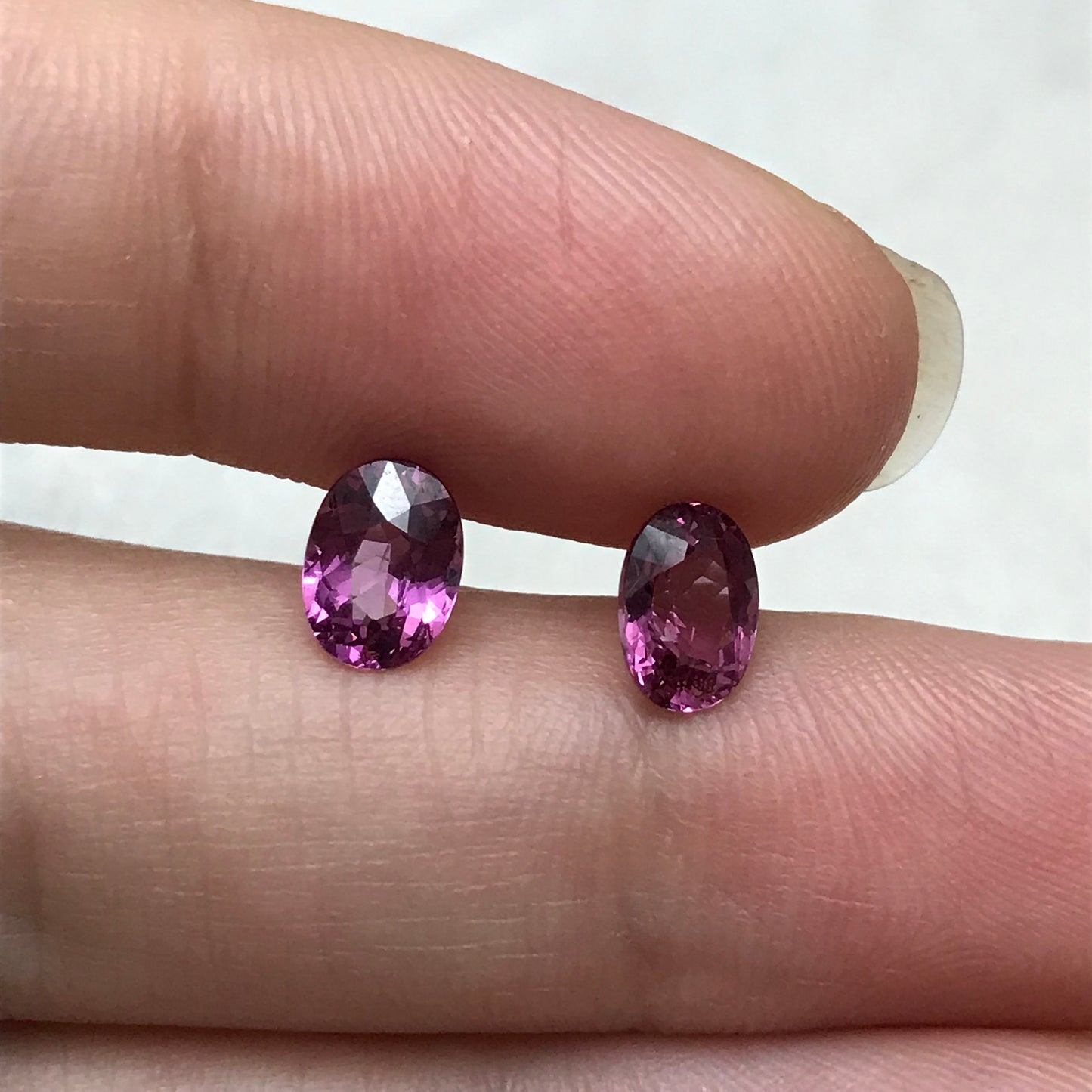 Pair Natural Pink Rhodolite Garnets 7x5mm Oval Gemstones, 1.05 Ct ea. Soft Purplish Pink Garnet, Faceted Loose Pair of Gems