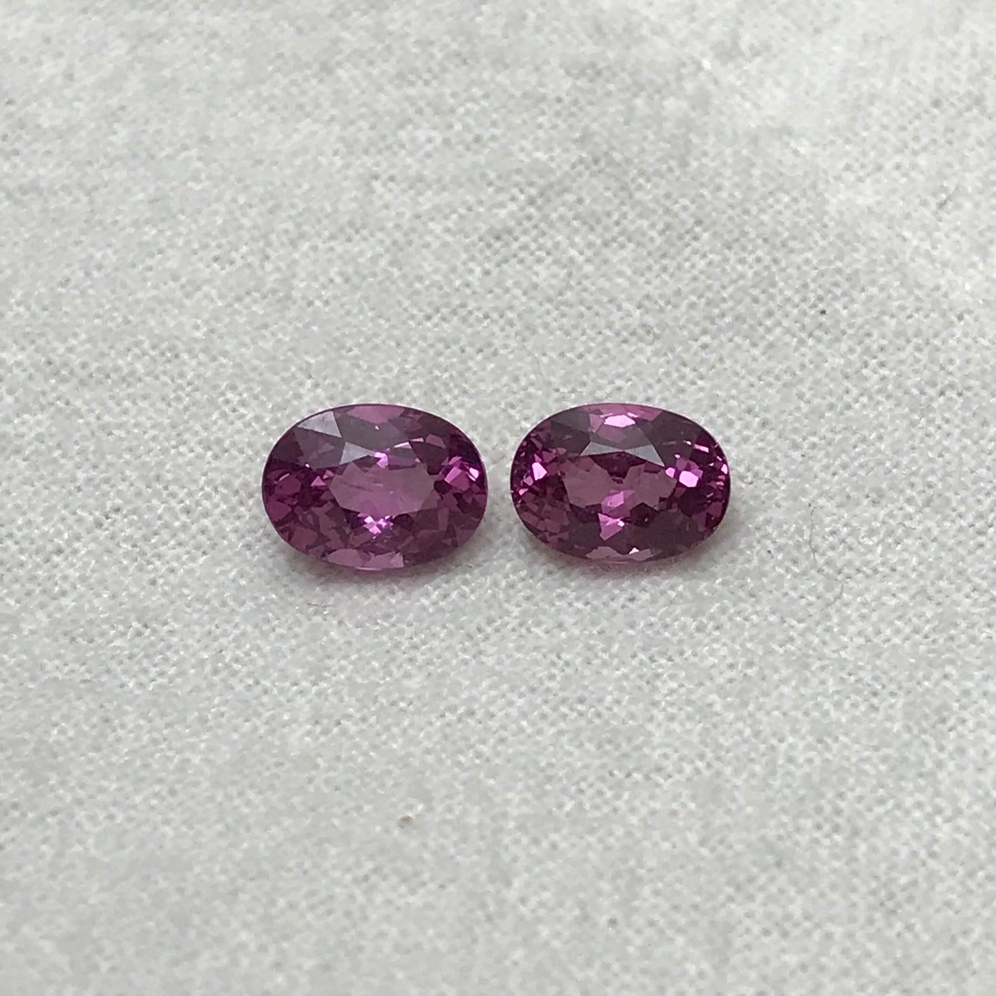 Pair Natural Pink Rhodolite Garnets 7x5mm Oval Gemstones, 1.05 Ct ea. Soft Purplish Pink Garnet, Faceted Loose Pair of Gems