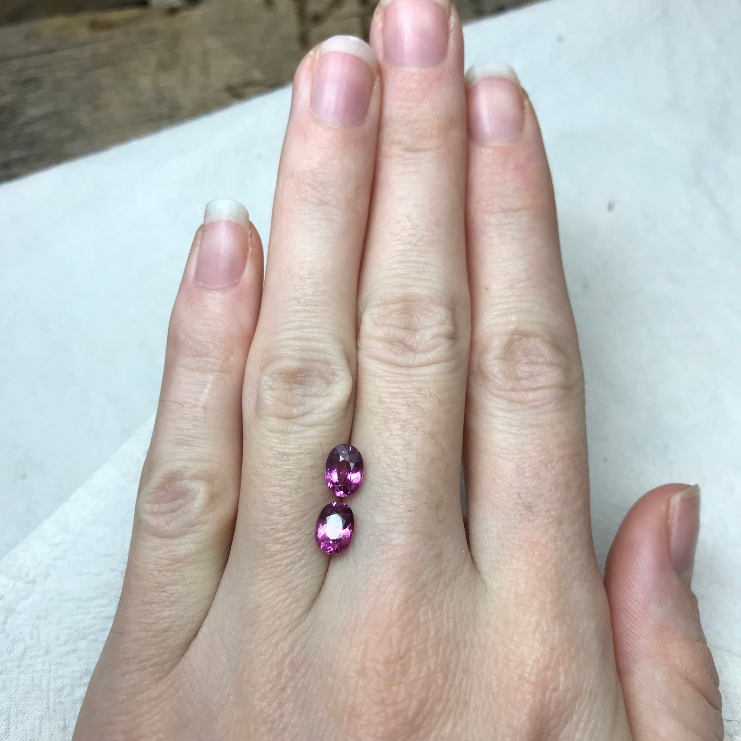 Pair Natural Pink Rhodolite Garnets 7x5mm Oval Gemstones, 1.05 Ct ea. Soft Purplish Pink Garnet, Faceted Loose Pair of Gems