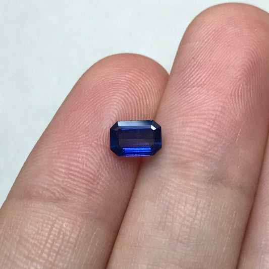 0.75 Carat Natural Blue Sapphire 6.3x4.3mm Emerald Cut Rectangle Corundum Faceted Loose Gemstone Heated