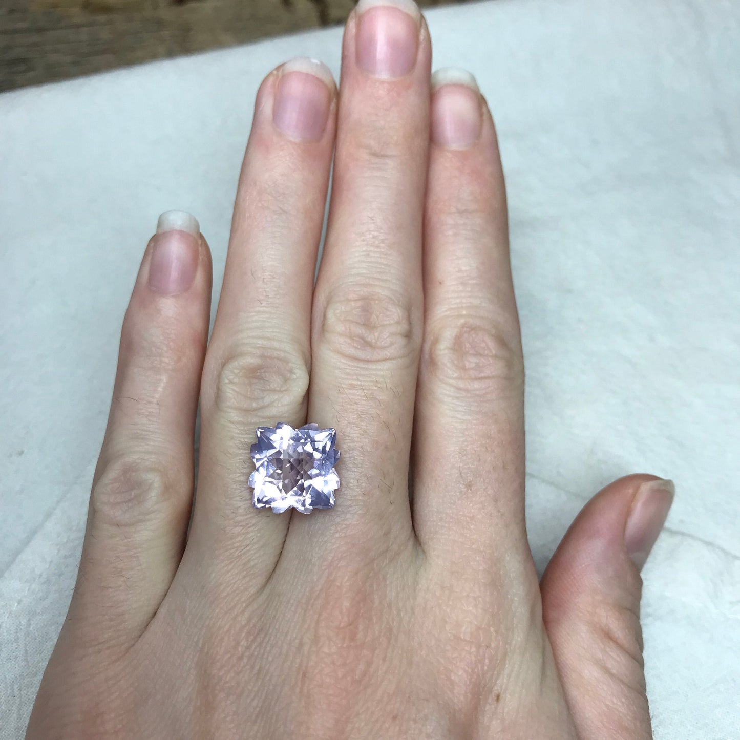 Fancy Cut Lavender Amethyst 8 Carat, 12.5mm, Snowflake Cushion cut, February Birthstone, Lavender Quartz