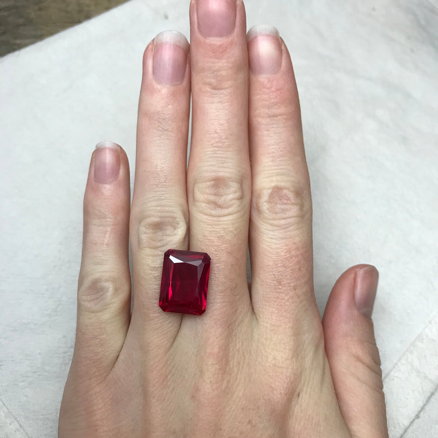 16x12mm Lab Ruby 13.46 carat Rectangle Cut, Lab Created Faceted Loose Red Synthetic Corundum