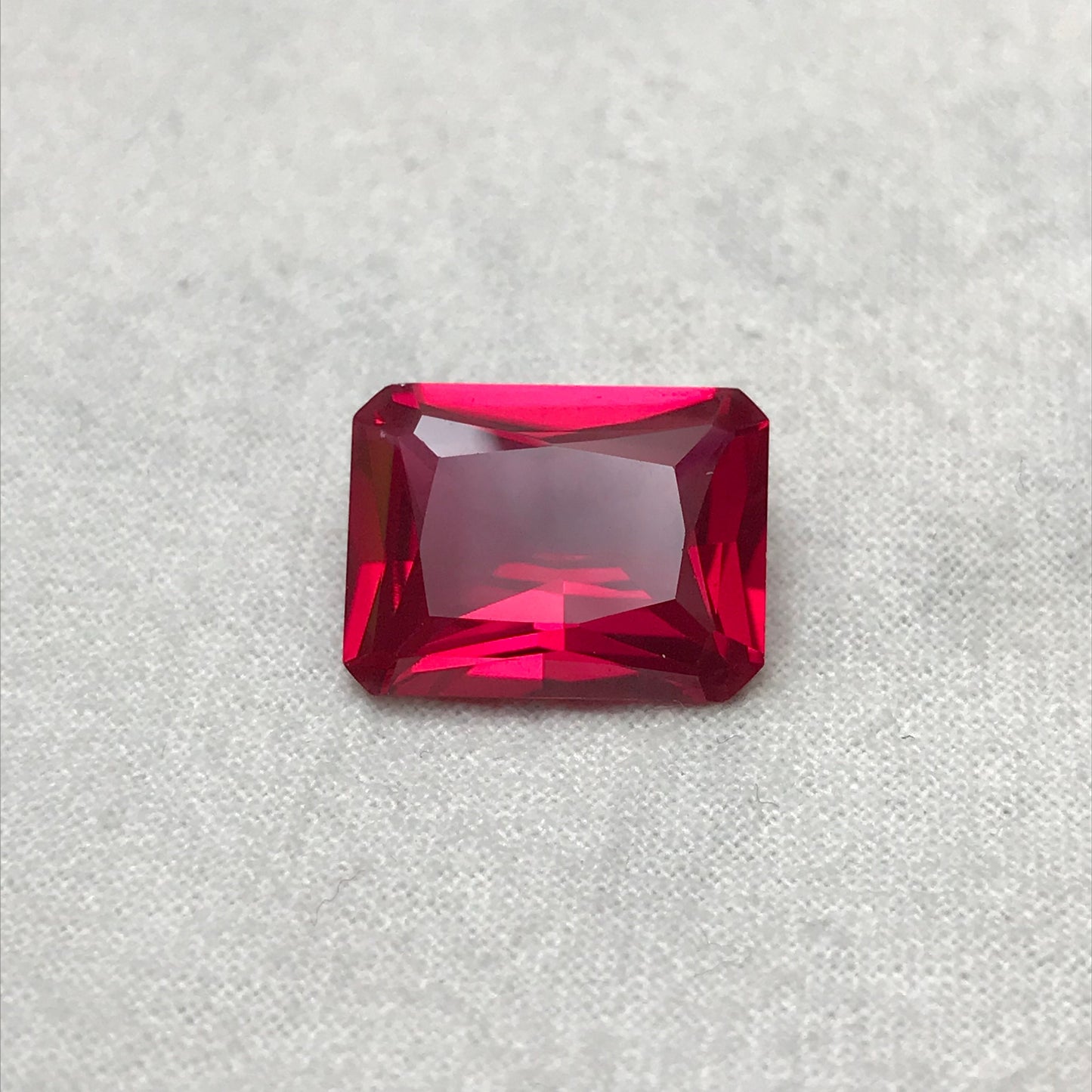 16x12mm Lab Ruby 13.46 carat Rectangle Cut, Lab Created Faceted Loose Red Synthetic Corundum