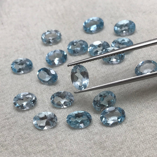 ONE- 7x5mm Sky Blue Topaz Oval Cut, Faceted Loose Unmounted Gemstone