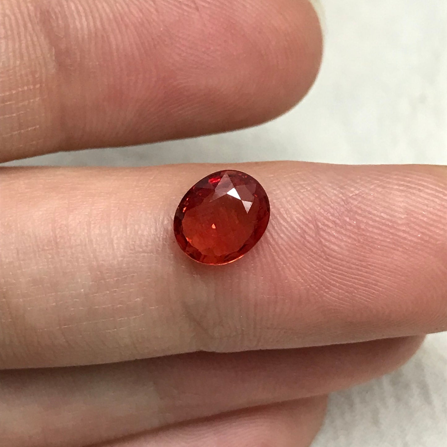 1.21 carat Natural Red Orange Sapphire 7.5x6.5mm Oval Cut Faceted Gem Loose Unmounted Gemstone Earth Mined Beryllium Treated
