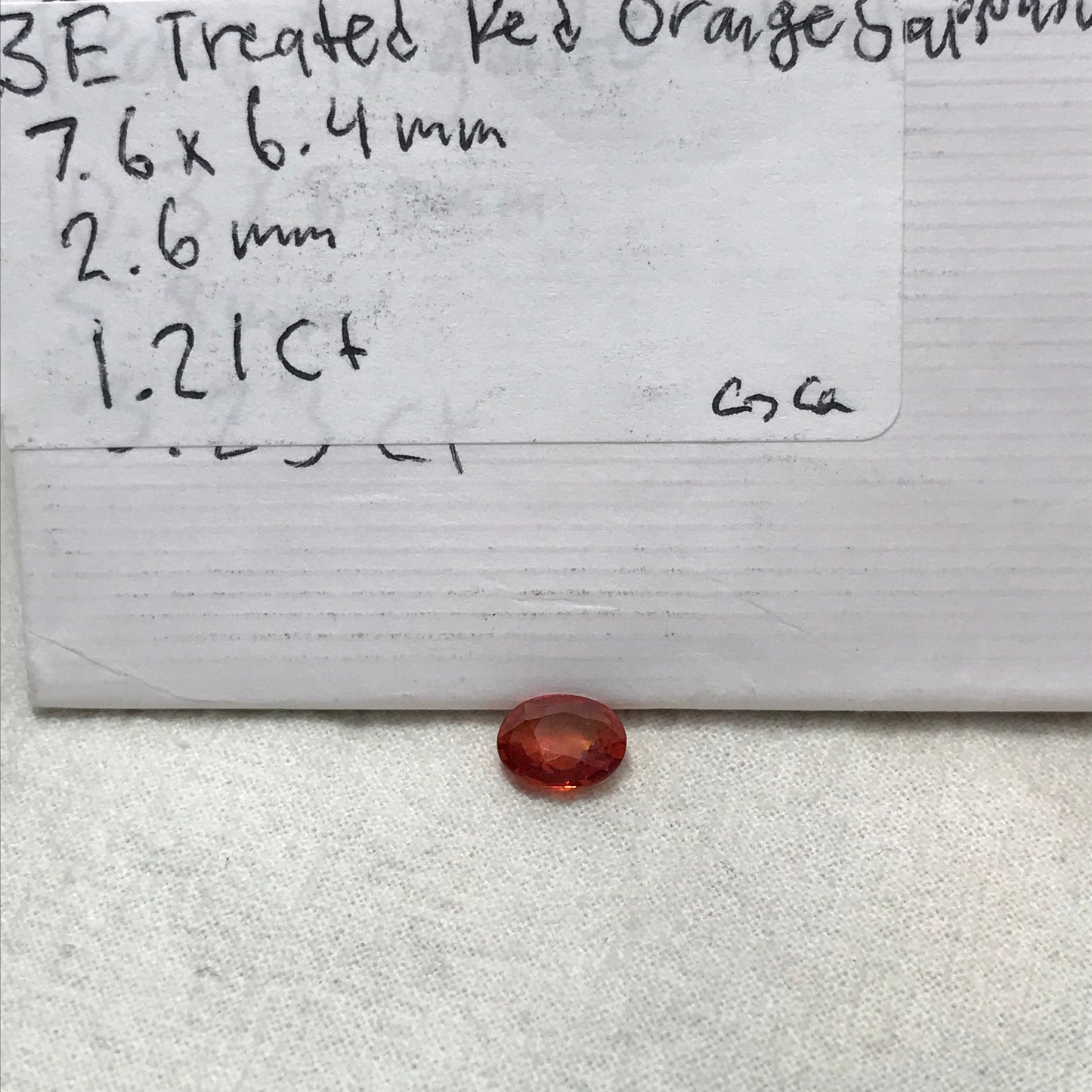 1.21 carat Natural Red Orange Sapphire 7.5x6.5mm Oval Cut Faceted Gem Loose Unmounted Gemstone Earth Mined Beryllium Treated