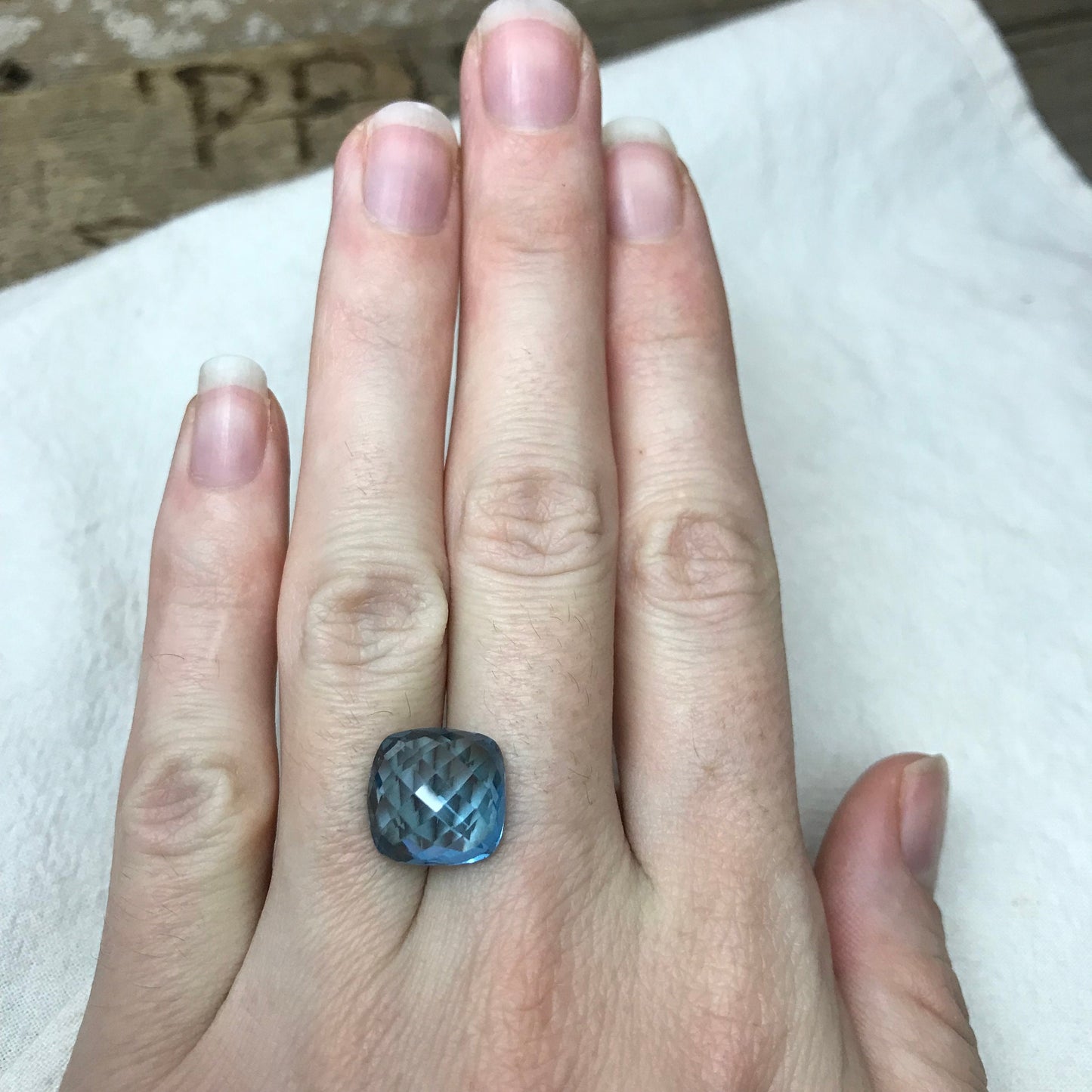 12mm Blue Topaz Square Cushion Cut 10.29 Carat Loose Gem Faceted Sky-Blue Topaz, December Birthstone, Recycled Gems Gems