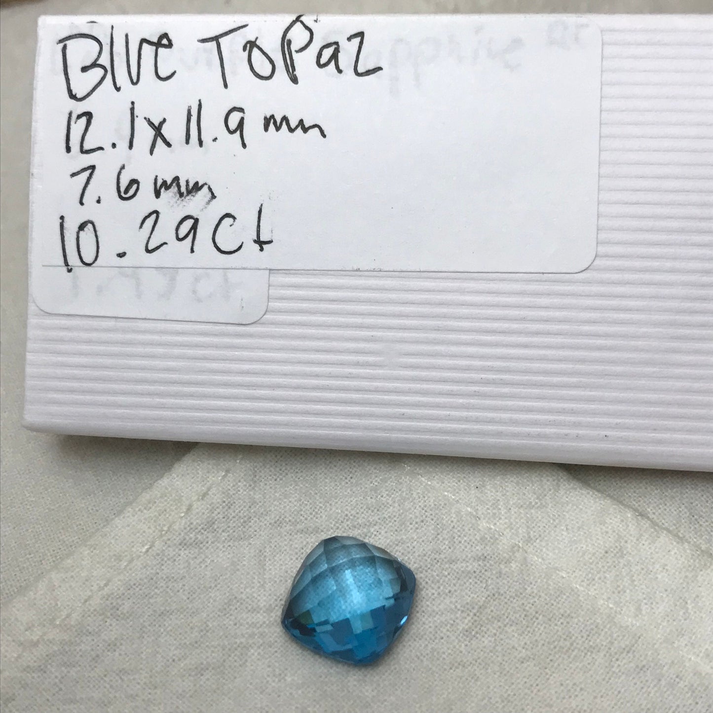 12mm Blue Topaz Square Cushion Cut 10.29 Carat Loose Gem Faceted Sky-Blue Topaz, December Birthstone, Recycled Gems Gems