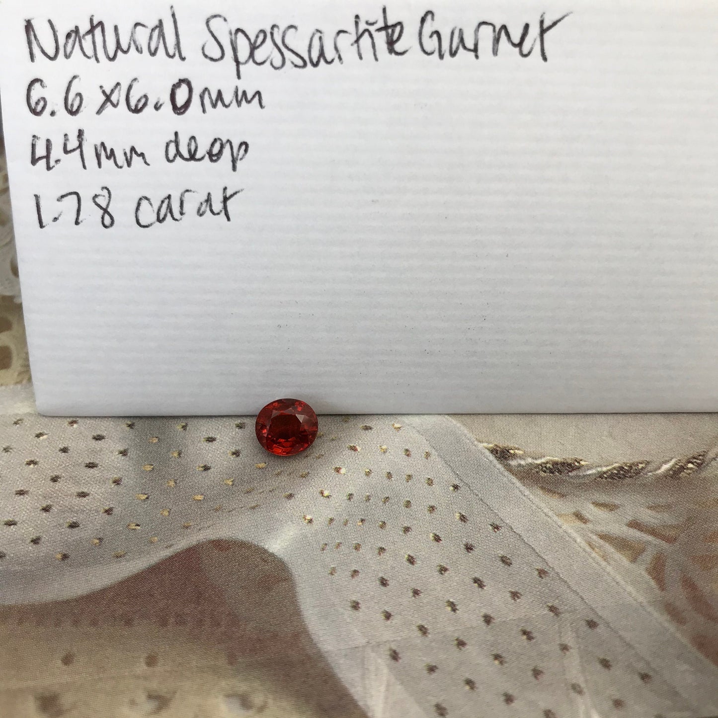 Natural Red Orange Spessartite Garnet 1.78 Carat 6.6 x 6 mm Oval Cut, Faceted Loose, Rich Red Orange Garnet