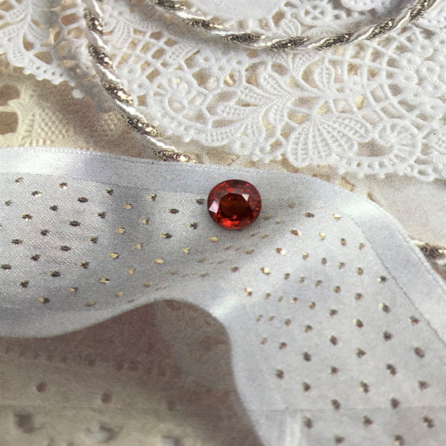 Natural Red Orange Spessartite Garnet 1.78 Carat 6.6 x 6 mm Oval Cut, Faceted Loose, Rich Red Orange Garnet