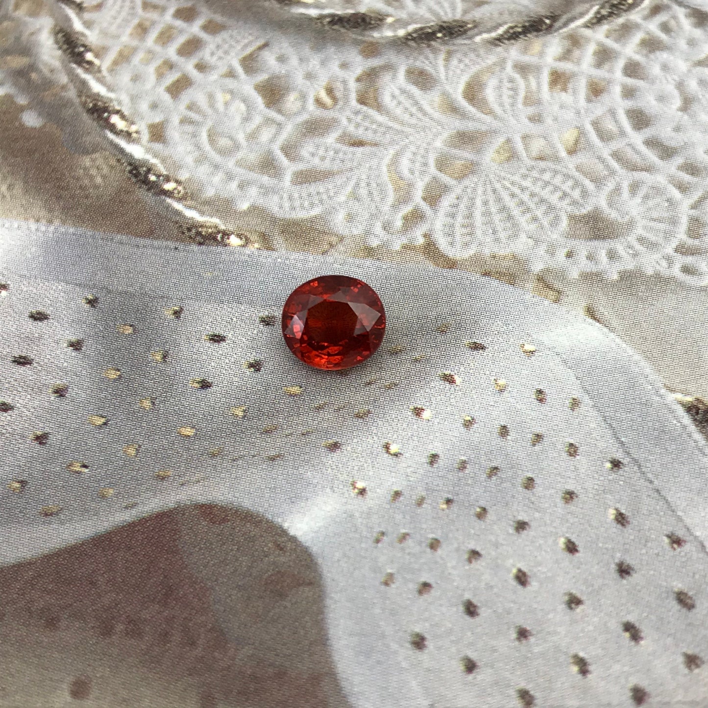 Natural Red Orange Spessartite Garnet 1.78 Carat 6.6 x 6 mm Oval Cut, Faceted Loose, Rich Red Orange Garnet