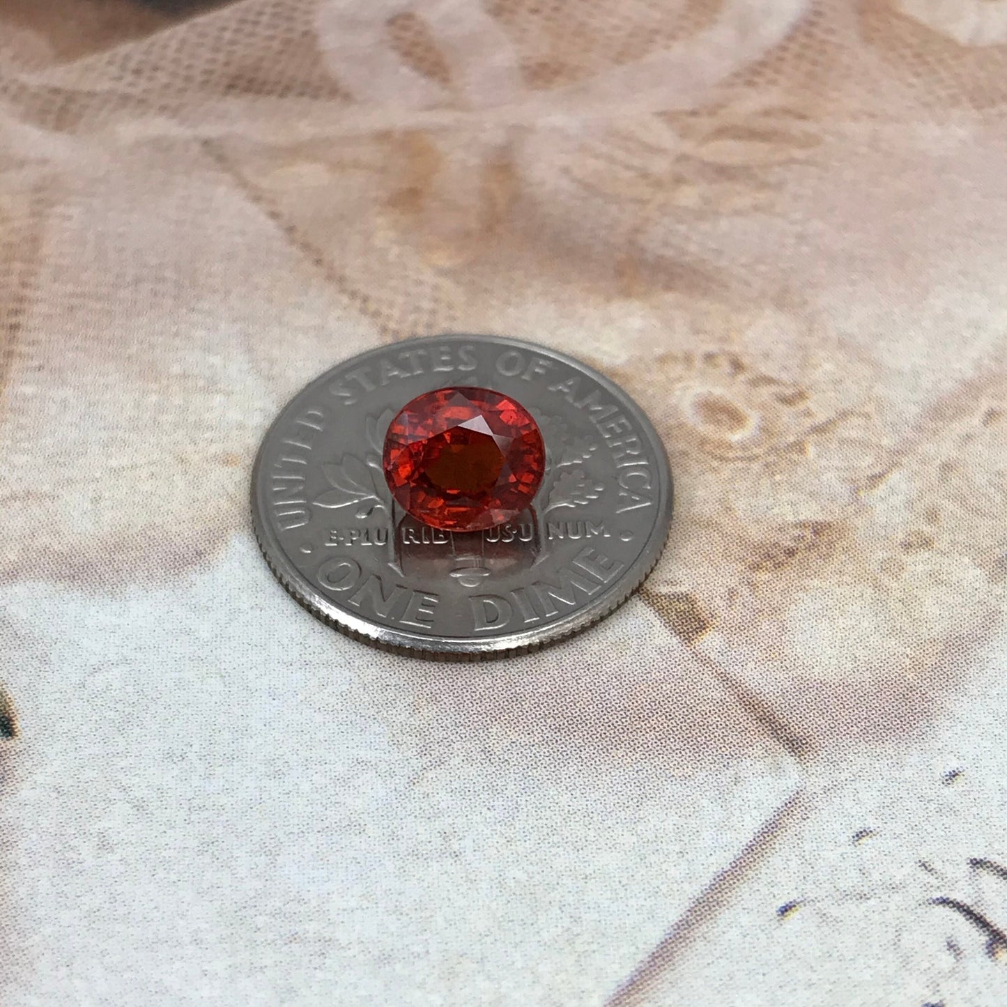 Natural Red Orange Spessartite Garnet 1.78 Carat 6.6 x 6 mm Oval Cut, Faceted Loose, Rich Red Orange Garnet
