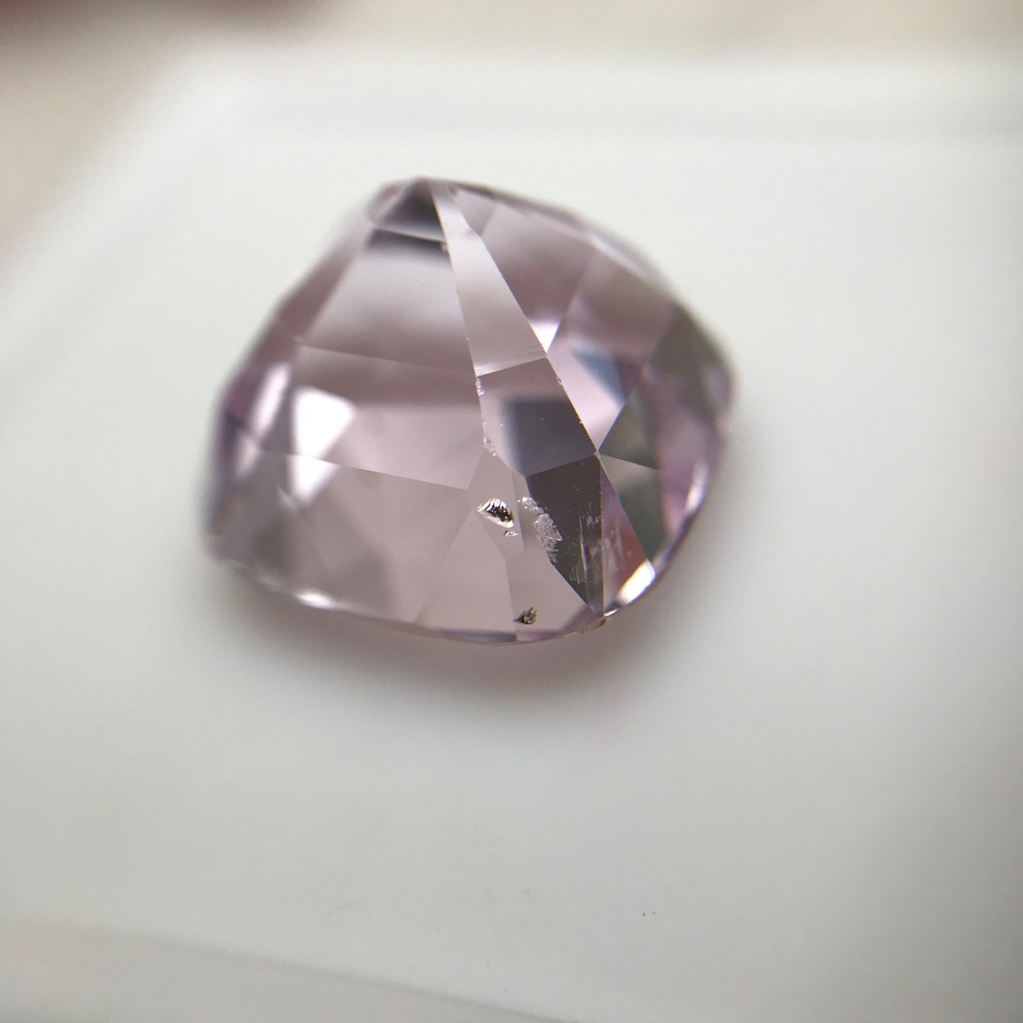 14.24 carat Pink Kunzite 13.8x13.3mm Rectangle Cushion Cut, Near 14x13mm, Soft Pink Loose Gemstone