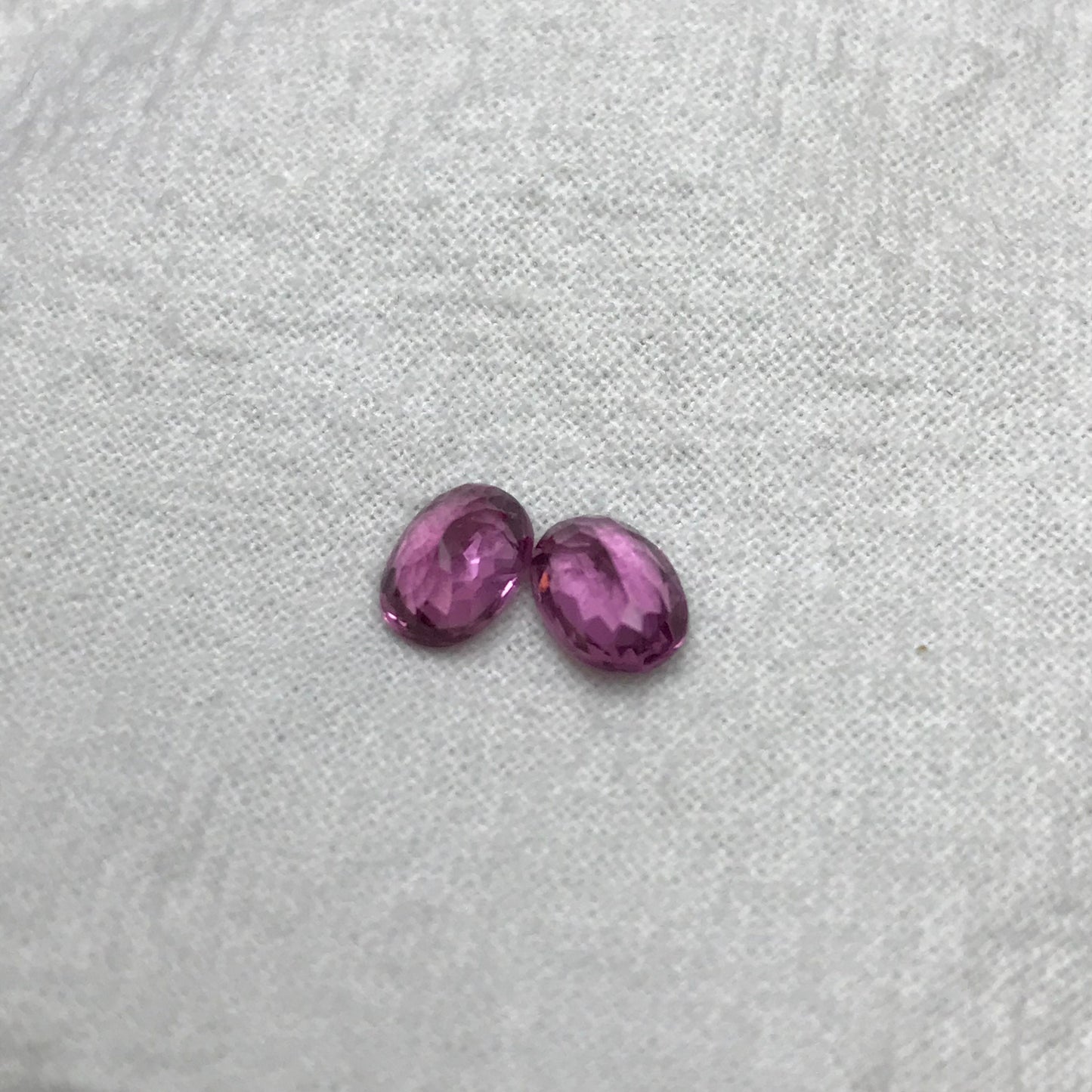 Pair Natural Pink Rhodolite Garnets 7x5mm Oval Gemstones, 1.05 Ct ea. Soft Purplish Pink Garnet, Faceted Loose Pair of Gems