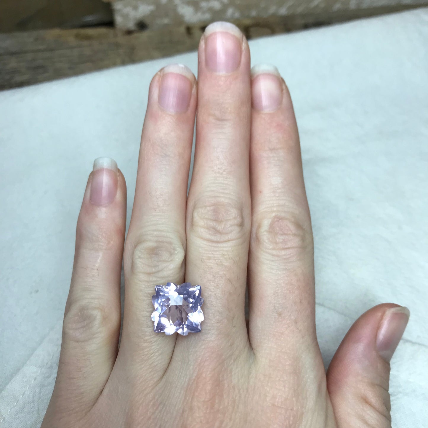 Fancy Cut Lavender Amethyst 8 Carat, 12.5mm, Snowflake Cushion cut, February Birthstone, Lavender Quartz