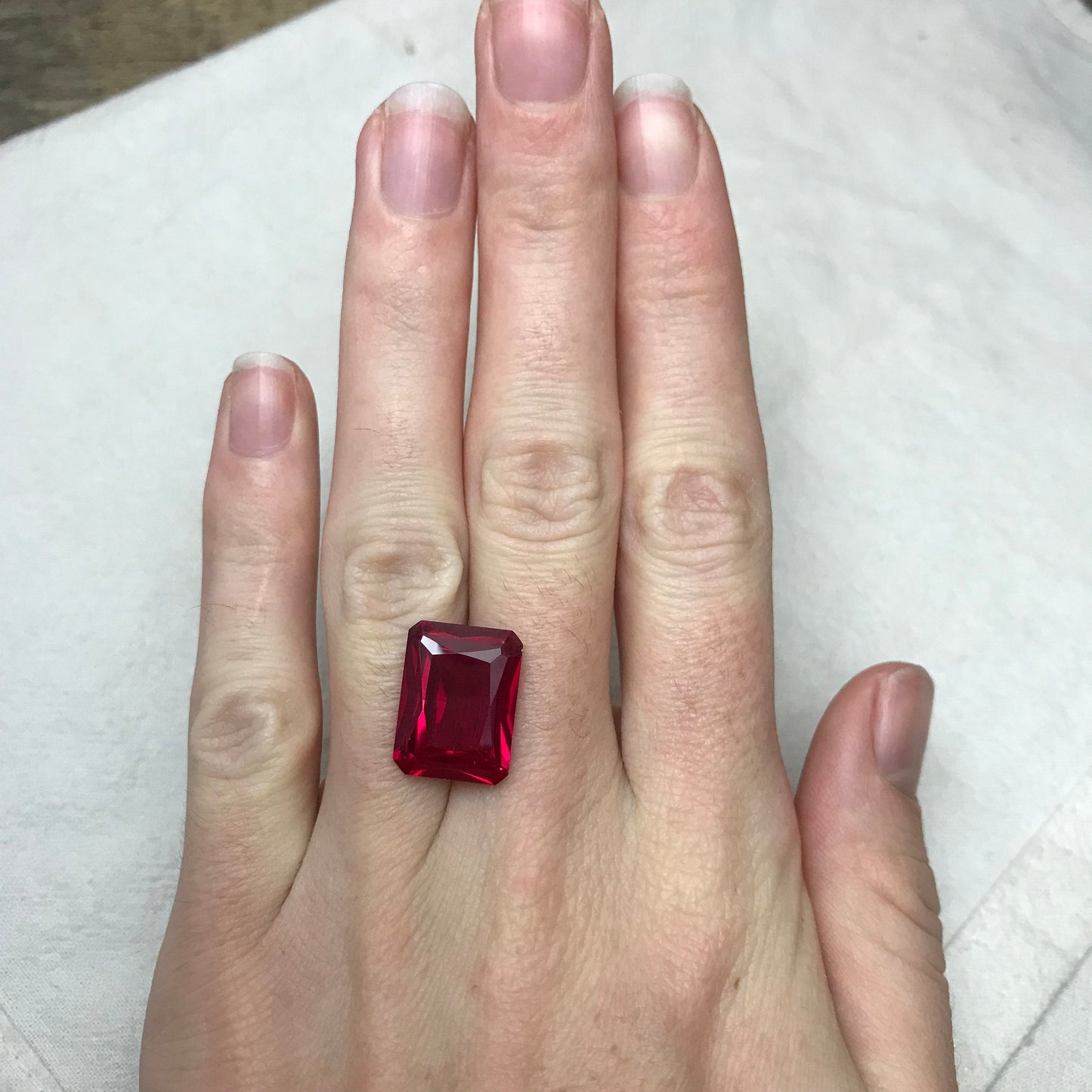 16x12mm Lab Ruby 13.46 carat Rectangle Cut, Lab Created Faceted Loose Red Synthetic Corundum