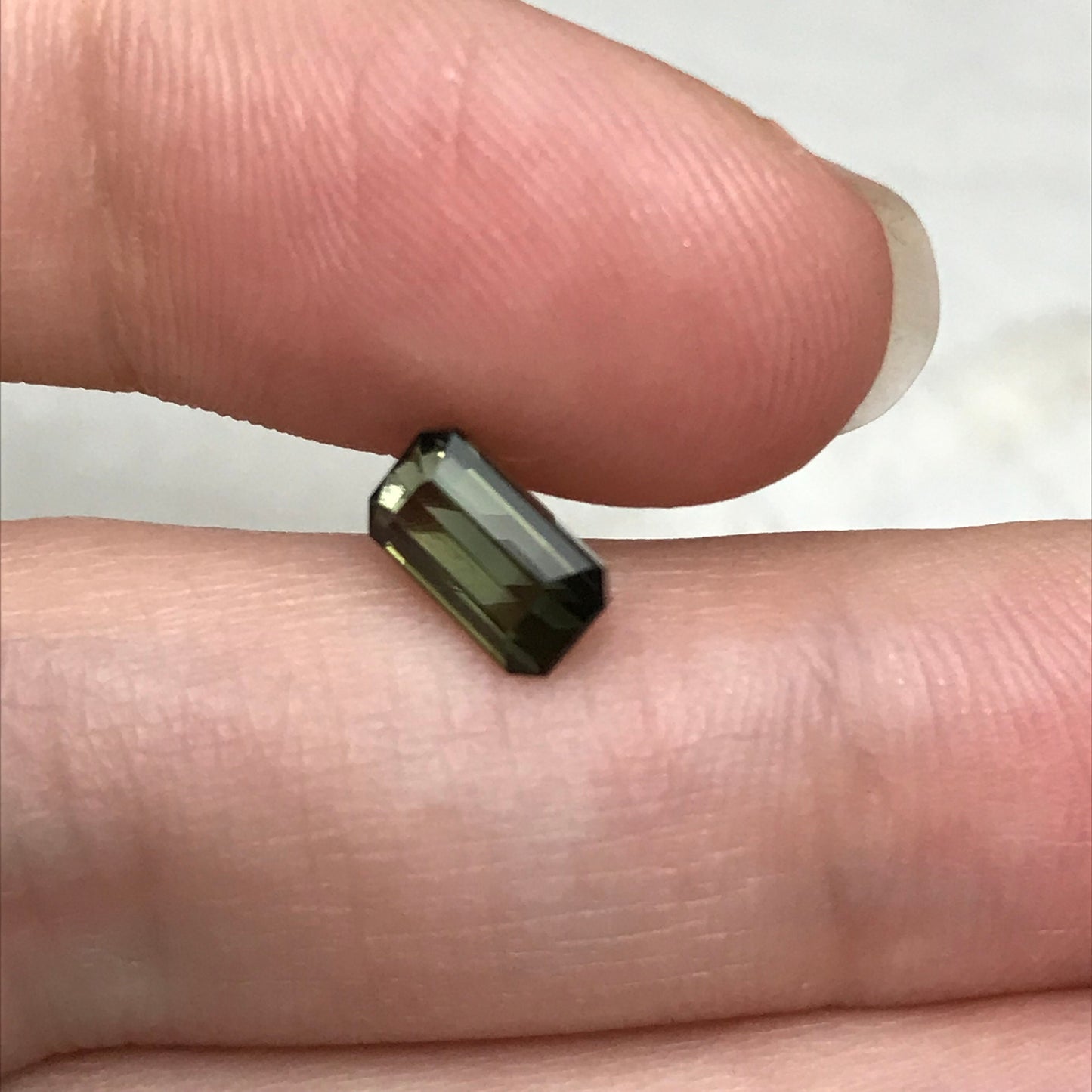 Natural Olive Green Tourmaline 7.7x4.5mm 1.25 carats rectangle Octagon Cut Faceted Loose Gem