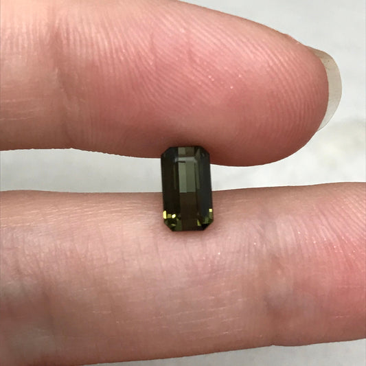 Natural Olive Green Tourmaline 7.7x4.5mm 1.25 carats rectangle Octagon Cut Faceted Loose Gem