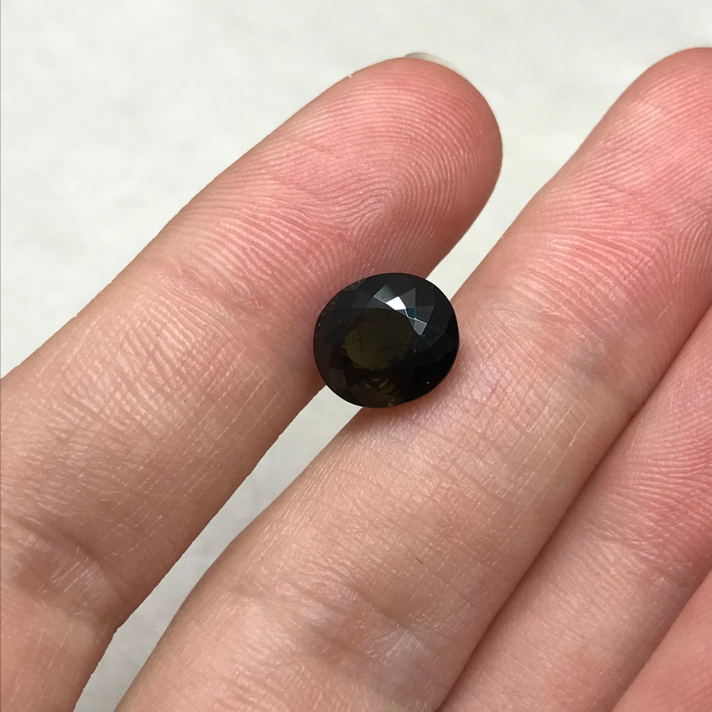 Natural Green Tourmaline 3.72 Carat 9.8x8.6mm Oval Cut, Faceted Loose Unmounted Gemstone, Dark Tourmaline